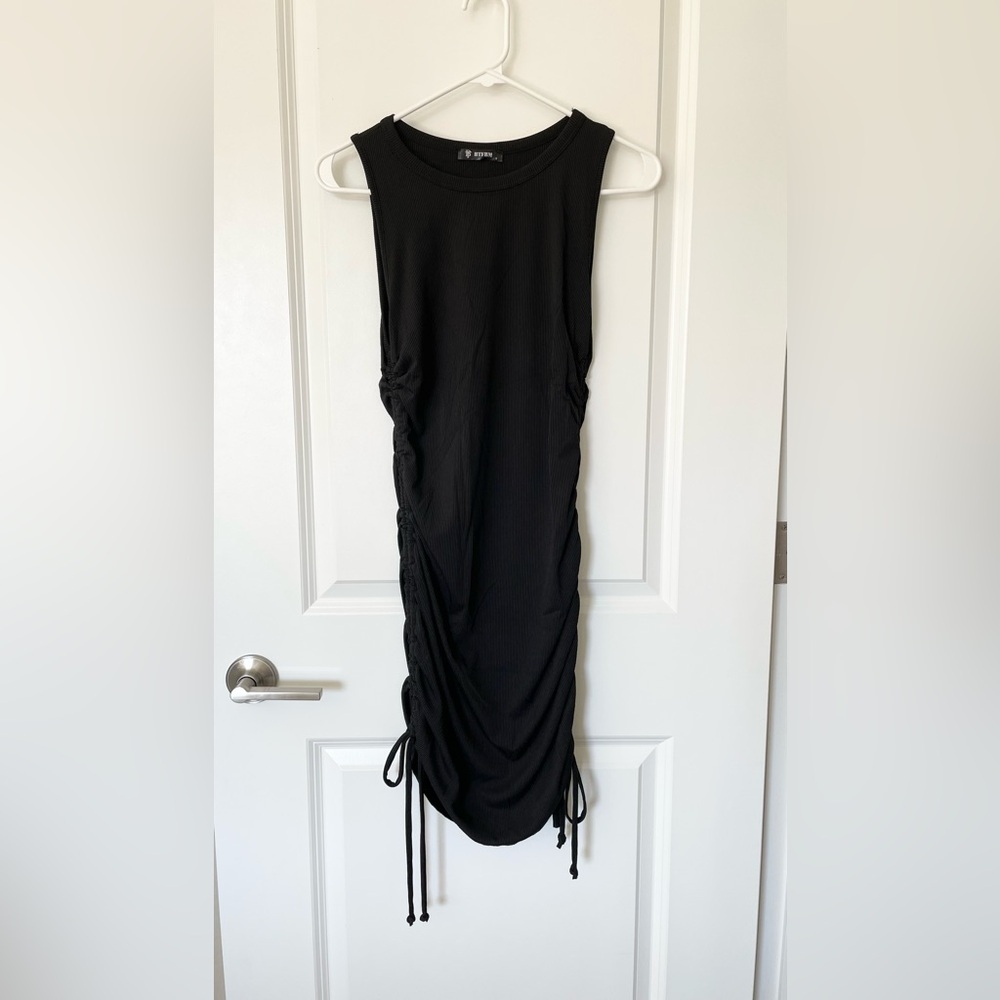 Sleeveless Bodycon Ruched Side Drawstring Mini Dress